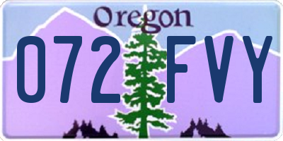 OR license plate 072FVY