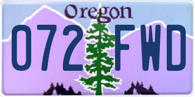 OR license plate 072FWD