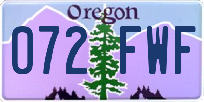 OR license plate 072FWF