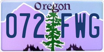 OR license plate 072FWG