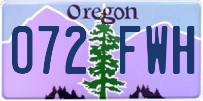 OR license plate 072FWH
