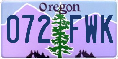 OR license plate 072FWK