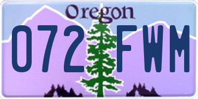 OR license plate 072FWM