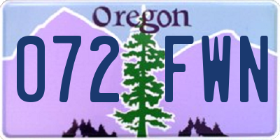 OR license plate 072FWN