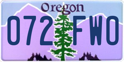 OR license plate 072FWO