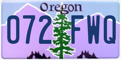 OR license plate 072FWQ
