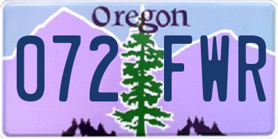 OR license plate 072FWR