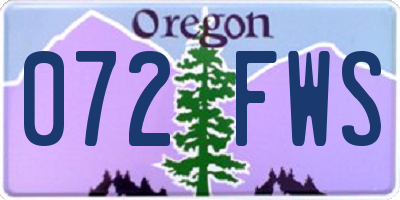 OR license plate 072FWS