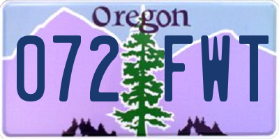OR license plate 072FWT