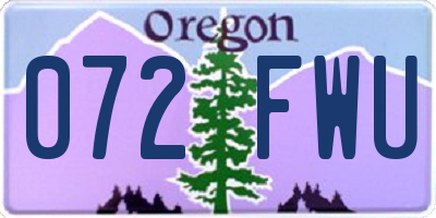 OR license plate 072FWU