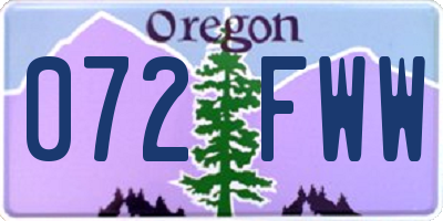 OR license plate 072FWW