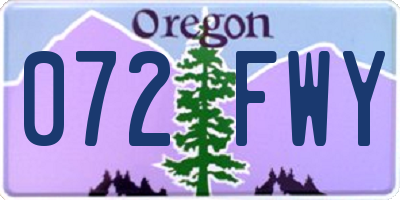 OR license plate 072FWY