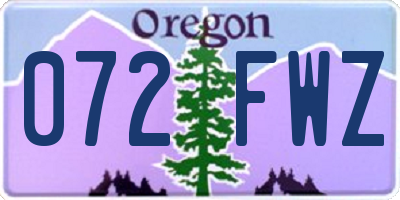 OR license plate 072FWZ