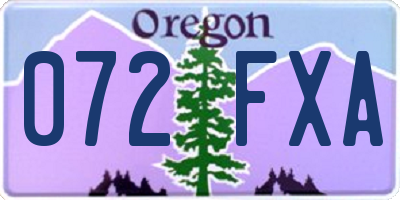 OR license plate 072FXA