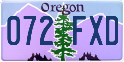 OR license plate 072FXD