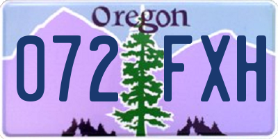 OR license plate 072FXH