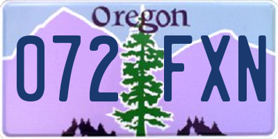 OR license plate 072FXN