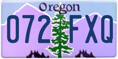OR license plate 072FXQ