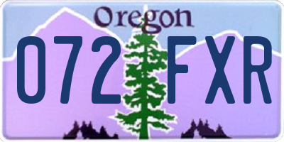 OR license plate 072FXR