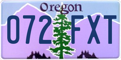 OR license plate 072FXT