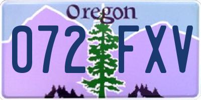 OR license plate 072FXV
