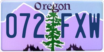 OR license plate 072FXW