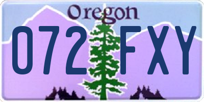 OR license plate 072FXY