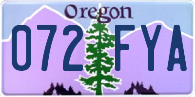OR license plate 072FYA