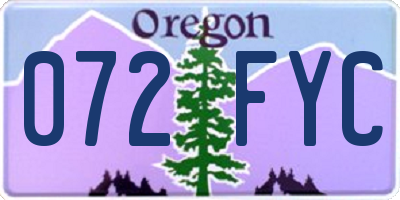 OR license plate 072FYC
