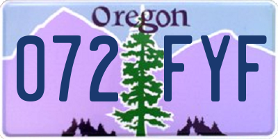 OR license plate 072FYF