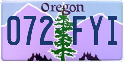 OR license plate 072FYI
