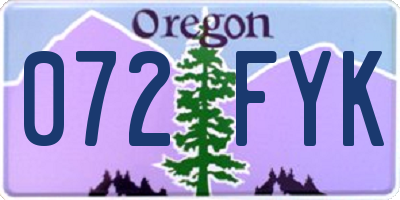 OR license plate 072FYK