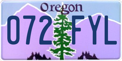 OR license plate 072FYL