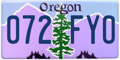 OR license plate 072FYO