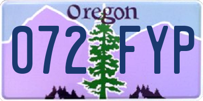 OR license plate 072FYP