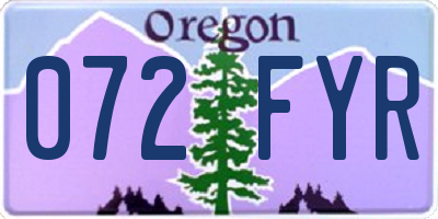 OR license plate 072FYR