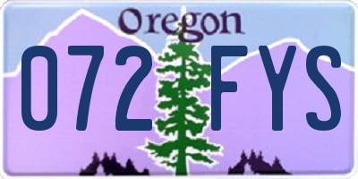 OR license plate 072FYS