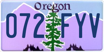 OR license plate 072FYV