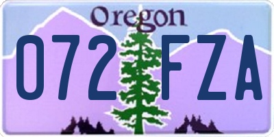 OR license plate 072FZA