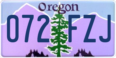 OR license plate 072FZJ