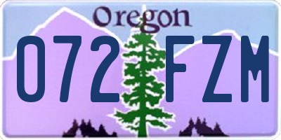 OR license plate 072FZM