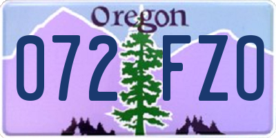OR license plate 072FZO
