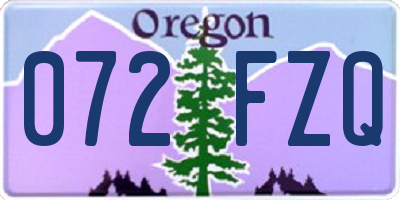 OR license plate 072FZQ