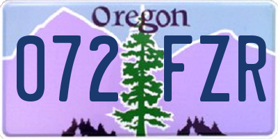 OR license plate 072FZR