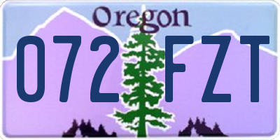 OR license plate 072FZT