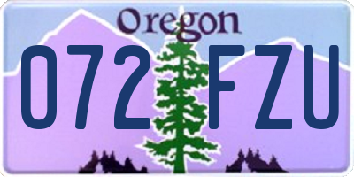 OR license plate 072FZU