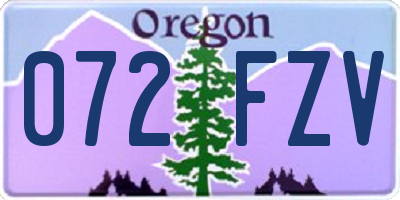 OR license plate 072FZV