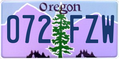 OR license plate 072FZW