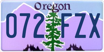OR license plate 072FZX