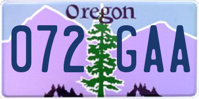 OR license plate 072GAA